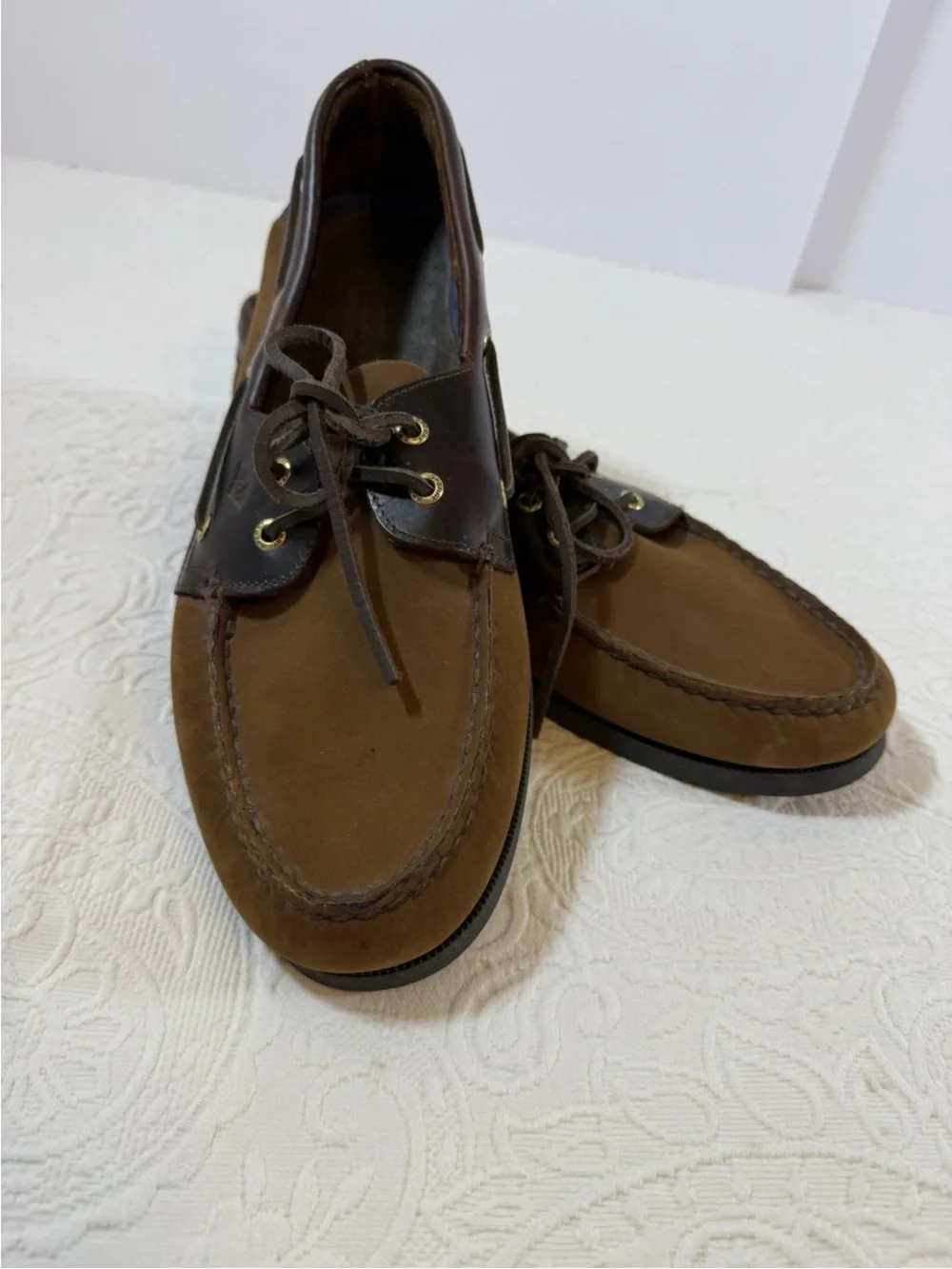 Mens Sperry Top-Sider Dark Brown / Blk 2Eye  NWOB Size 14 M Leather